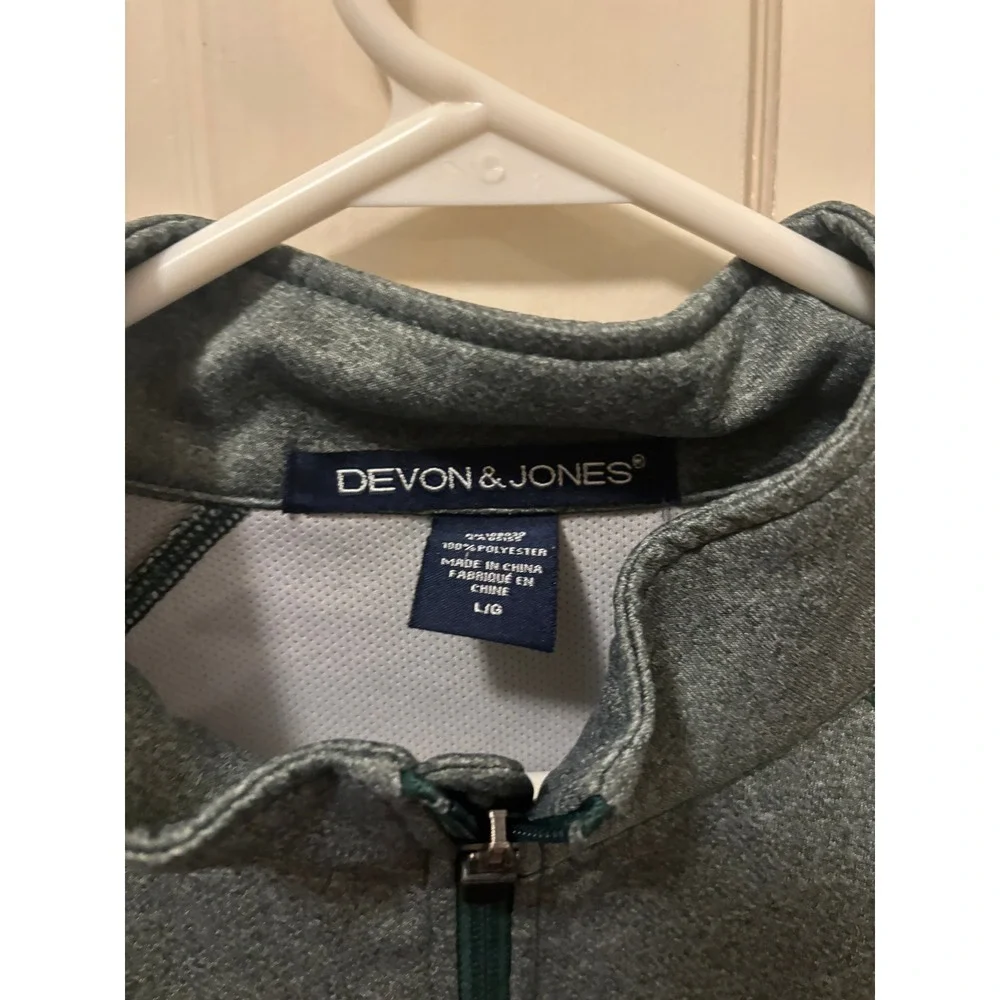 Devon & Jones Mens Wrigley Rooftops Quarter Zip Pullover Heather Green Large
